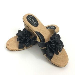 BOC Women’s black flower sandals slip ons shoes !V